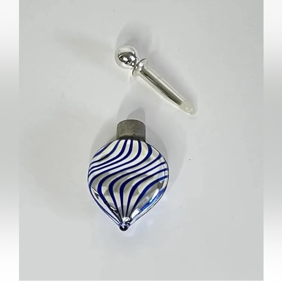 Vintage Mercury Glass Perfume Bottle Venetian Swirl Blue - Small Size - Picture 2 of 7